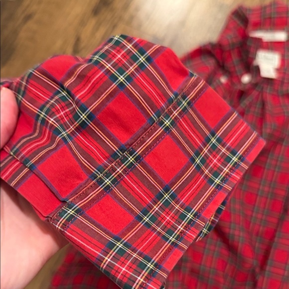 L.L. Bean Men's Red and Black Plaid Button Down Shirt - Picture 3 of 3